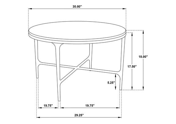 710738 Hermas Round Genuine Marble Top Metal Coffee Table White
