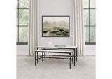 710740 Ebby 2-piece Genuine Marble Top Nesting Coffee Tables White