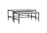 710740 Ebby 2-piece Genuine Marble Top Nesting Coffee Tables White