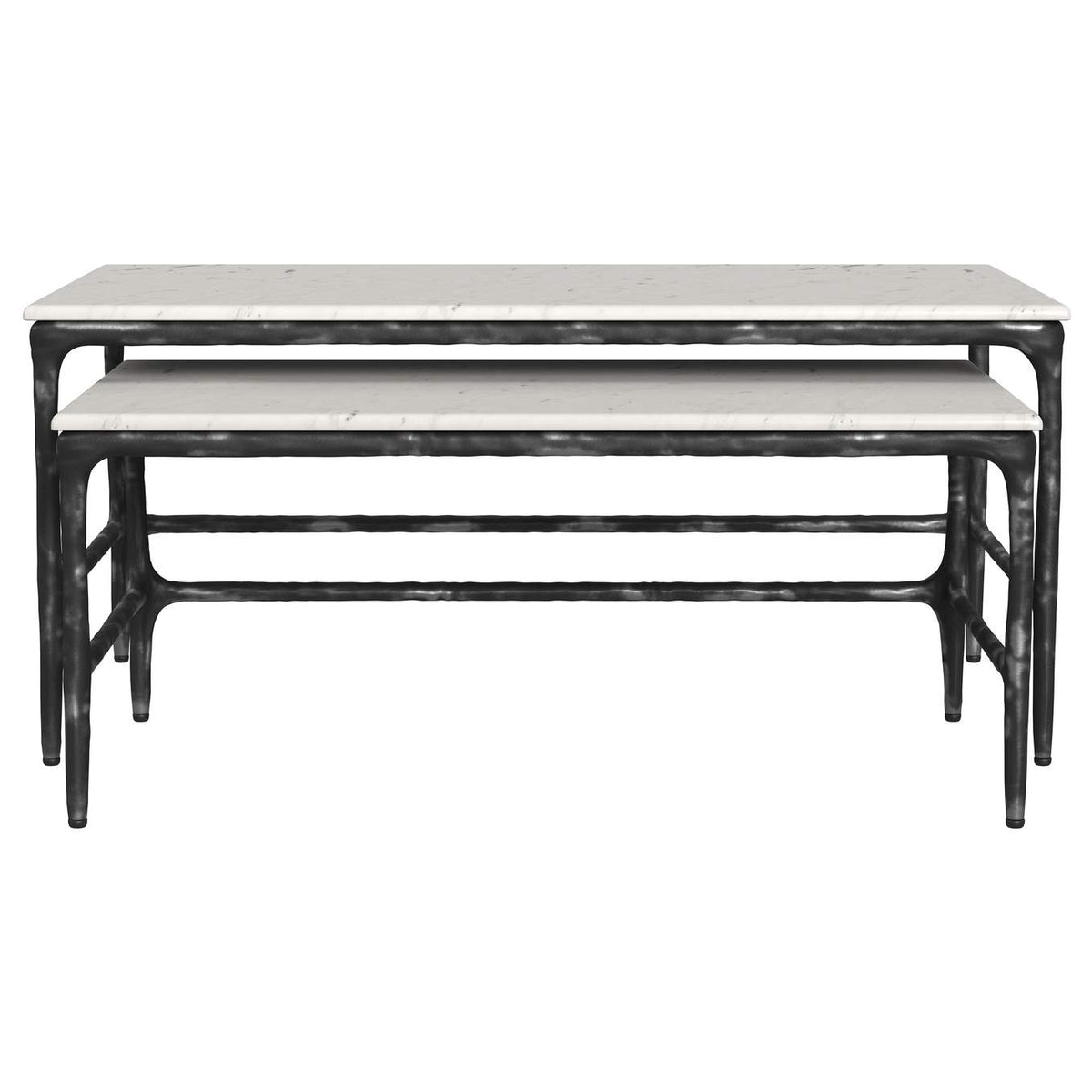 710740 Ebby 2-piece Genuine Marble Top Nesting Coffee Tables White