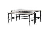 710740 Ebby 2-piece Genuine Marble Top Nesting Coffee Tables White