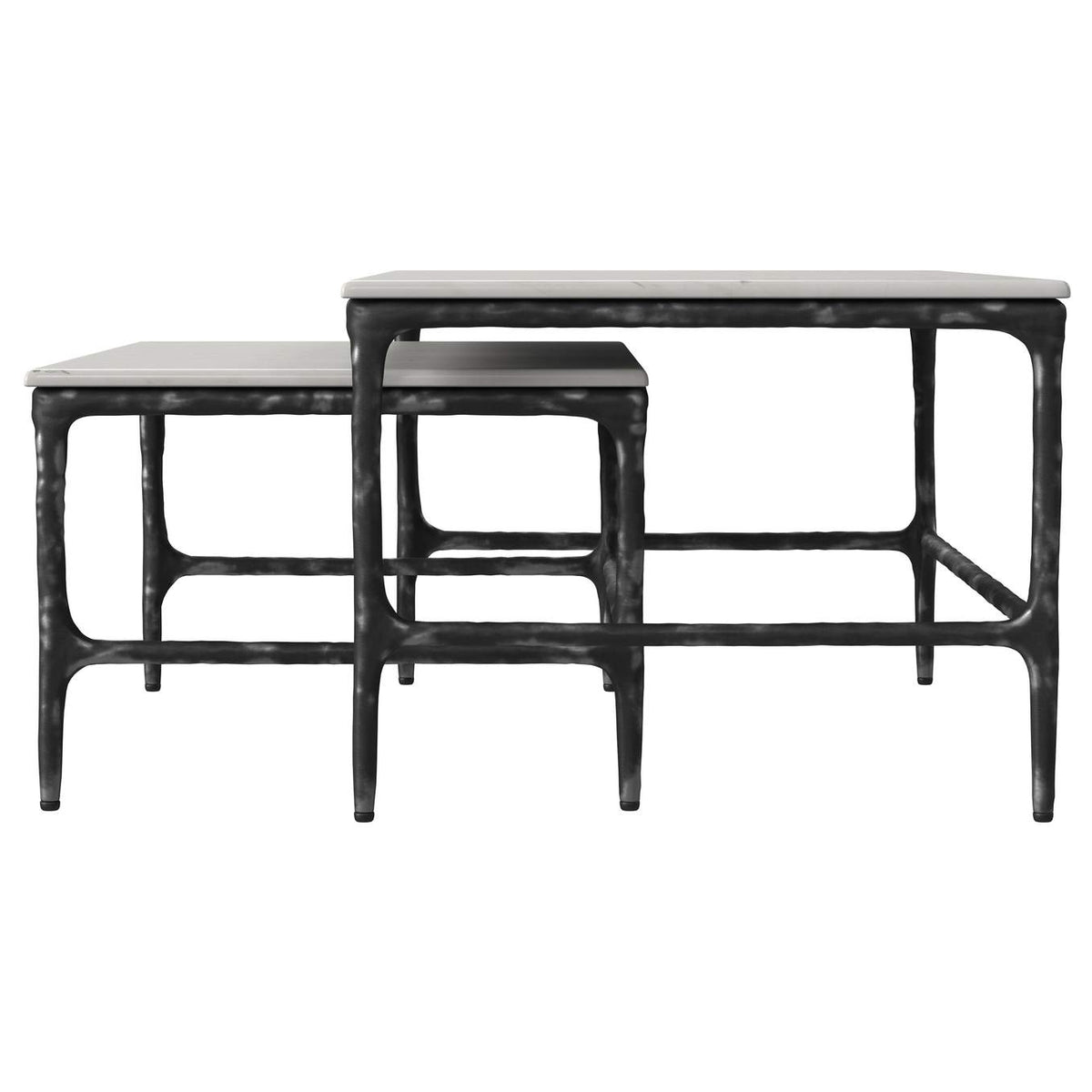 710740 Ebby 2-piece Genuine Marble Top Nesting Coffee Tables White