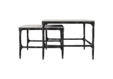 710740 Ebby 2-piece Genuine Marble Top Nesting Coffee Tables White