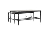 710740 Ebby 2-piece Genuine Marble Top Nesting Coffee Tables White