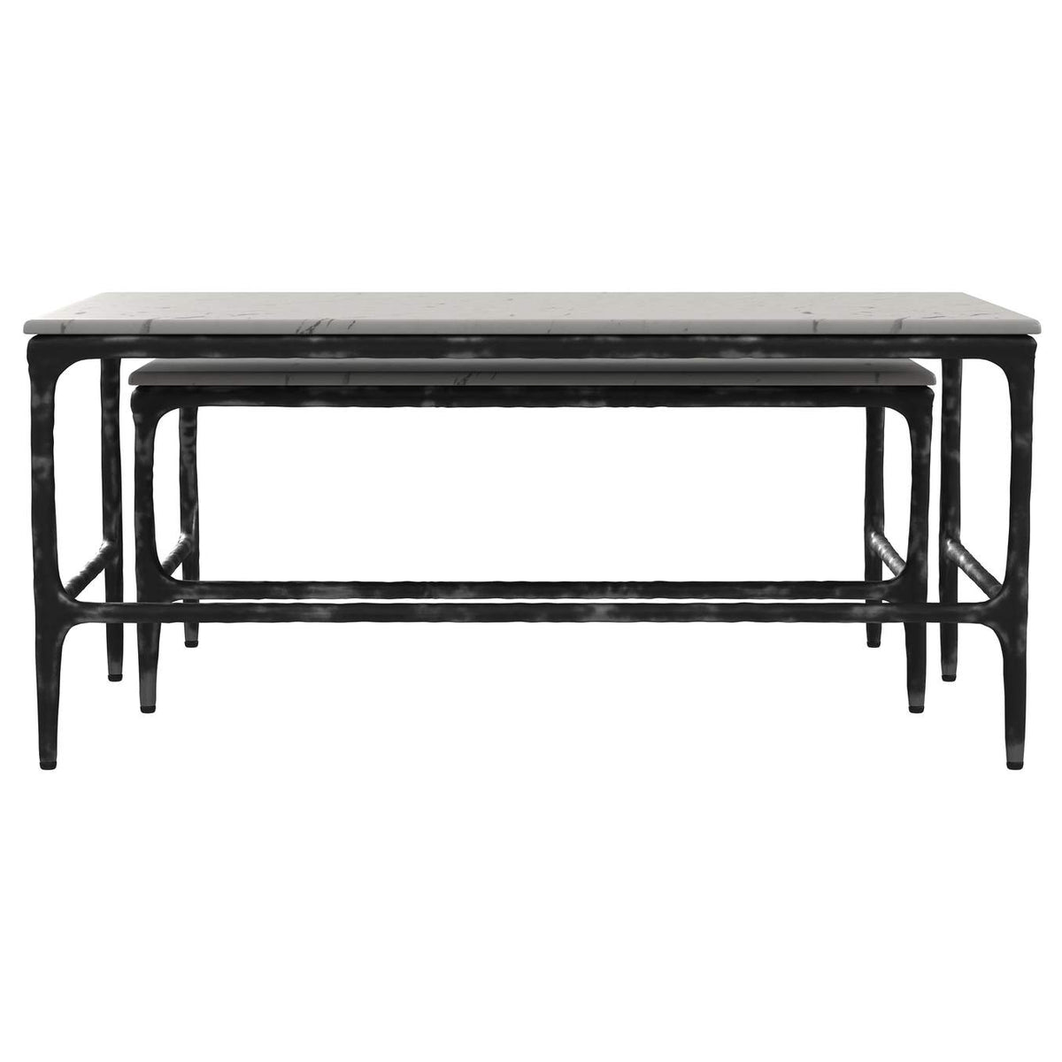 710740 Ebby 2-piece Genuine Marble Top Nesting Coffee Tables White