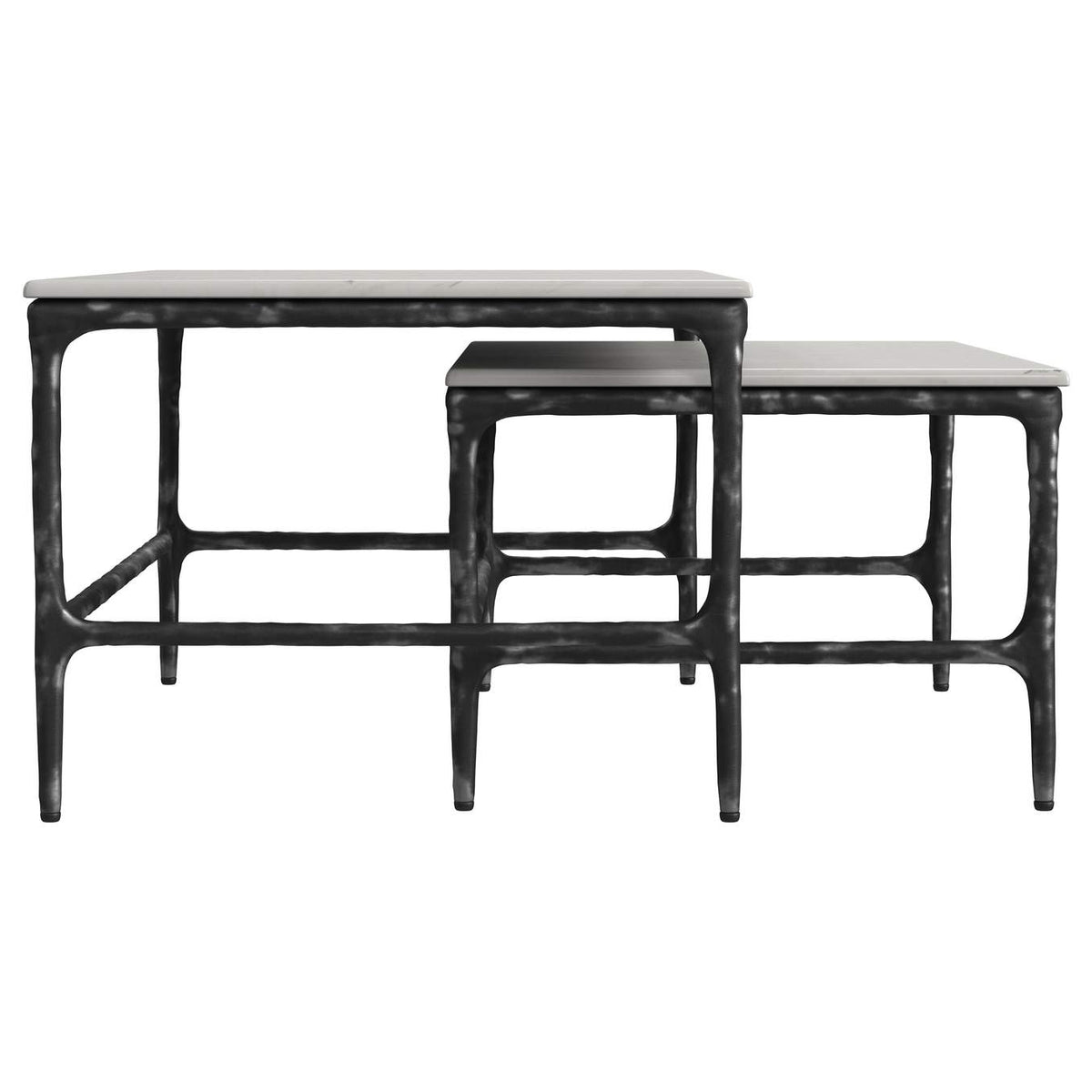 710740 Ebby 2-piece Genuine Marble Top Nesting Coffee Tables White