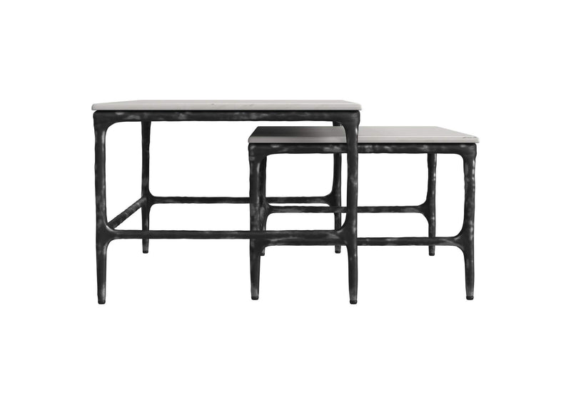 710740 Ebby 2-piece Genuine Marble Top Nesting Coffee Tables White