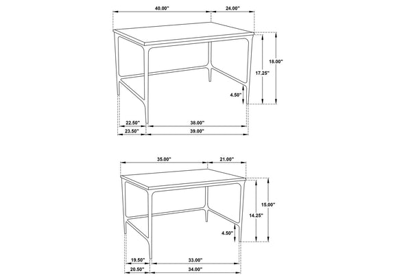710740 Ebby 2-piece Genuine Marble Top Nesting Coffee Tables White