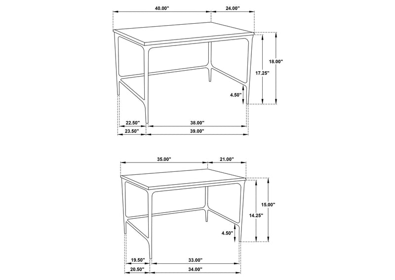 710740 Ebby 2-piece Genuine Marble Top Nesting Coffee Tables White