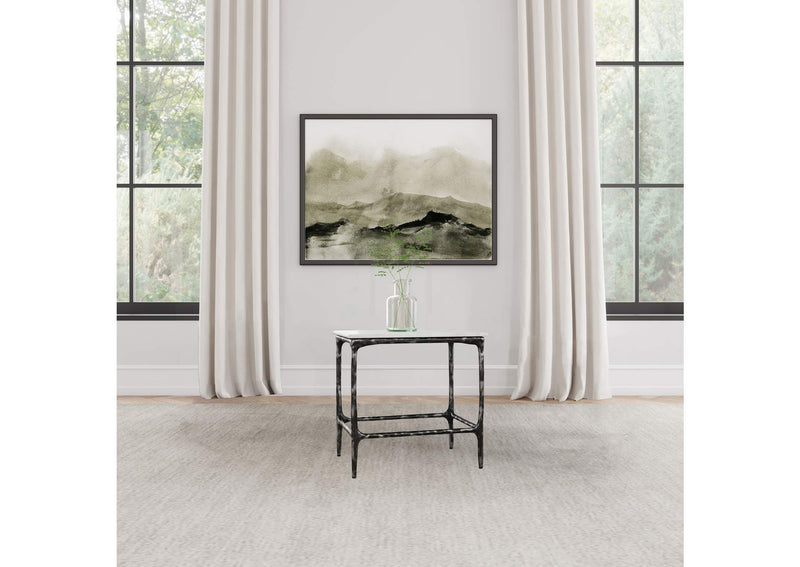 710747 Ebby Square Genuine Marble Top Metal End Table White