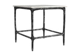 710747 Ebby Square Genuine Marble Top Metal End Table White