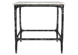 710747 Ebby Square Genuine Marble Top Metal End Table White