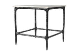 710747 Ebby Square Genuine Marble Top Metal End Table White