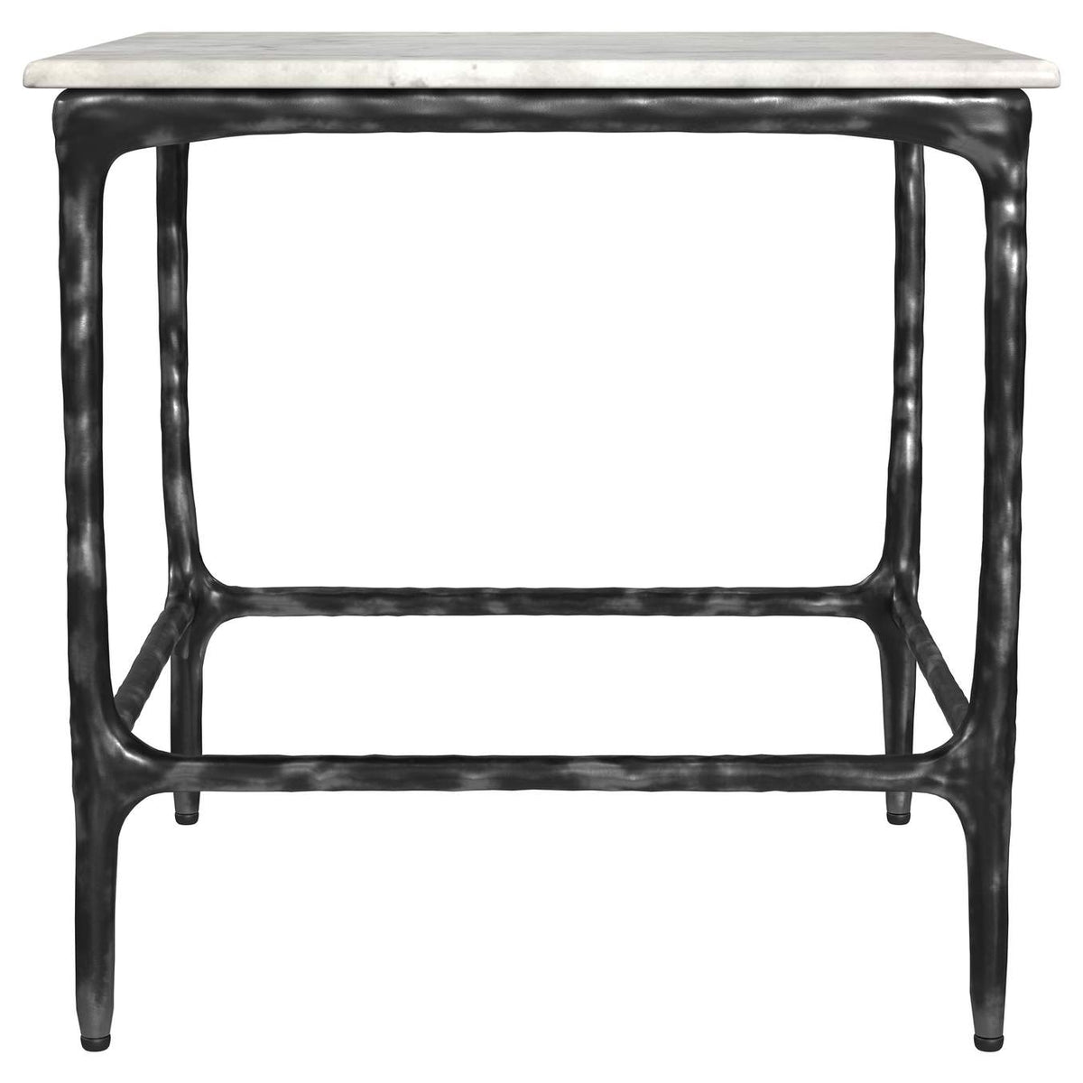 710747 Ebby Square Genuine Marble Top Metal End Table White