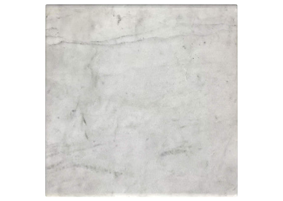 710747 Ebby Square Genuine Marble Top Metal End Table White