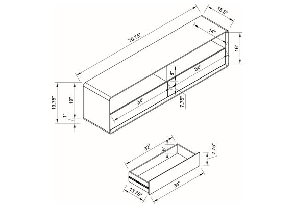 710750 Ellice 71-inch TV Stand Media Console White