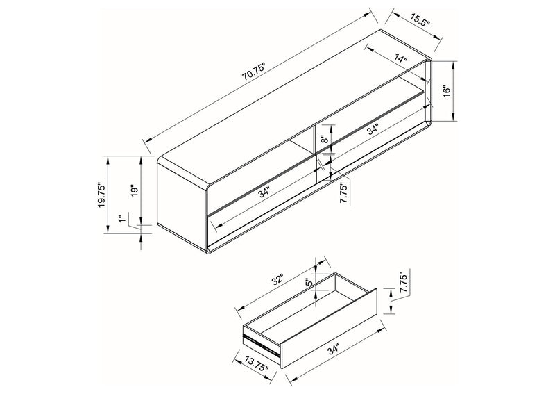710750 Ellice 71-inch TV Stand Media Console White