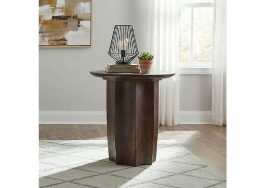 710777 Cayenne Solid Mango Wood Accent Side End Table Walnut