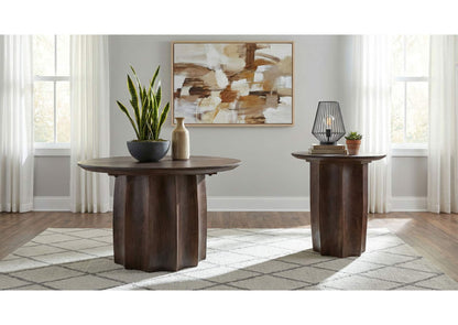 710778-S2 Cayenne 2-piece Solid Mango Wood Coffee Table Set Walnut