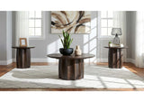 710778-S3 Cayenne 3-piece Solid Mango Wood Coffee Table Set Walnut