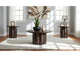 710778-S3 Cayenne 3-piece Solid Mango Wood Coffee Table Set Walnut