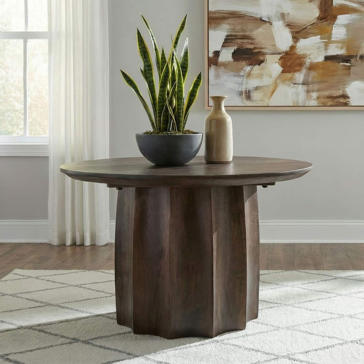 710778 Cayenne Solid Mango Wood Cocktail Coffee Table Walnut