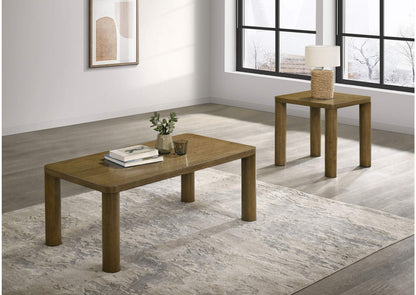 710858-S2 Castlewood 2-piece Cocktail Coffee Table Set Brown Oak