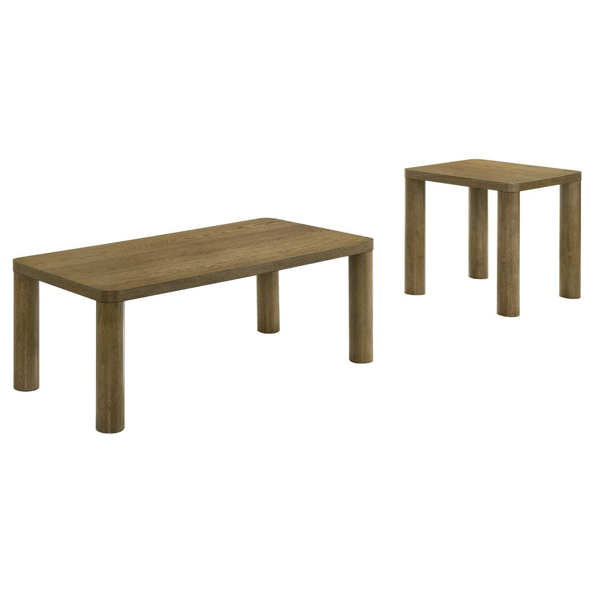710858-S2 Castlewood 2-piece Cocktail Coffee Table Set Brown Oak