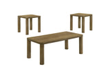 710858-S3 Castlewood 3-piece Cocktail Coffee Table Set Brown Oak