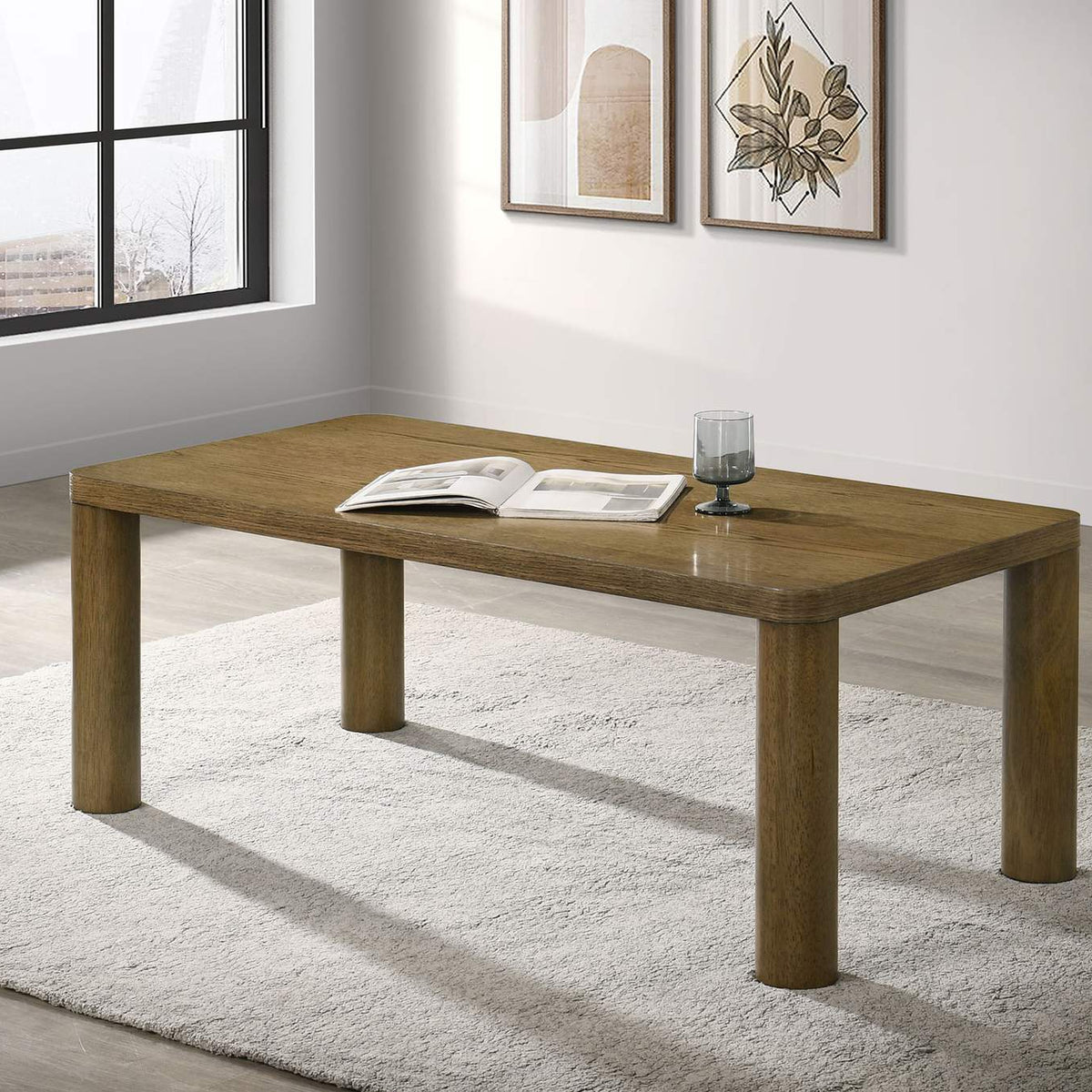 710858 Castlewood Engineered Wood Cocktail Coffee Table Brown Oak