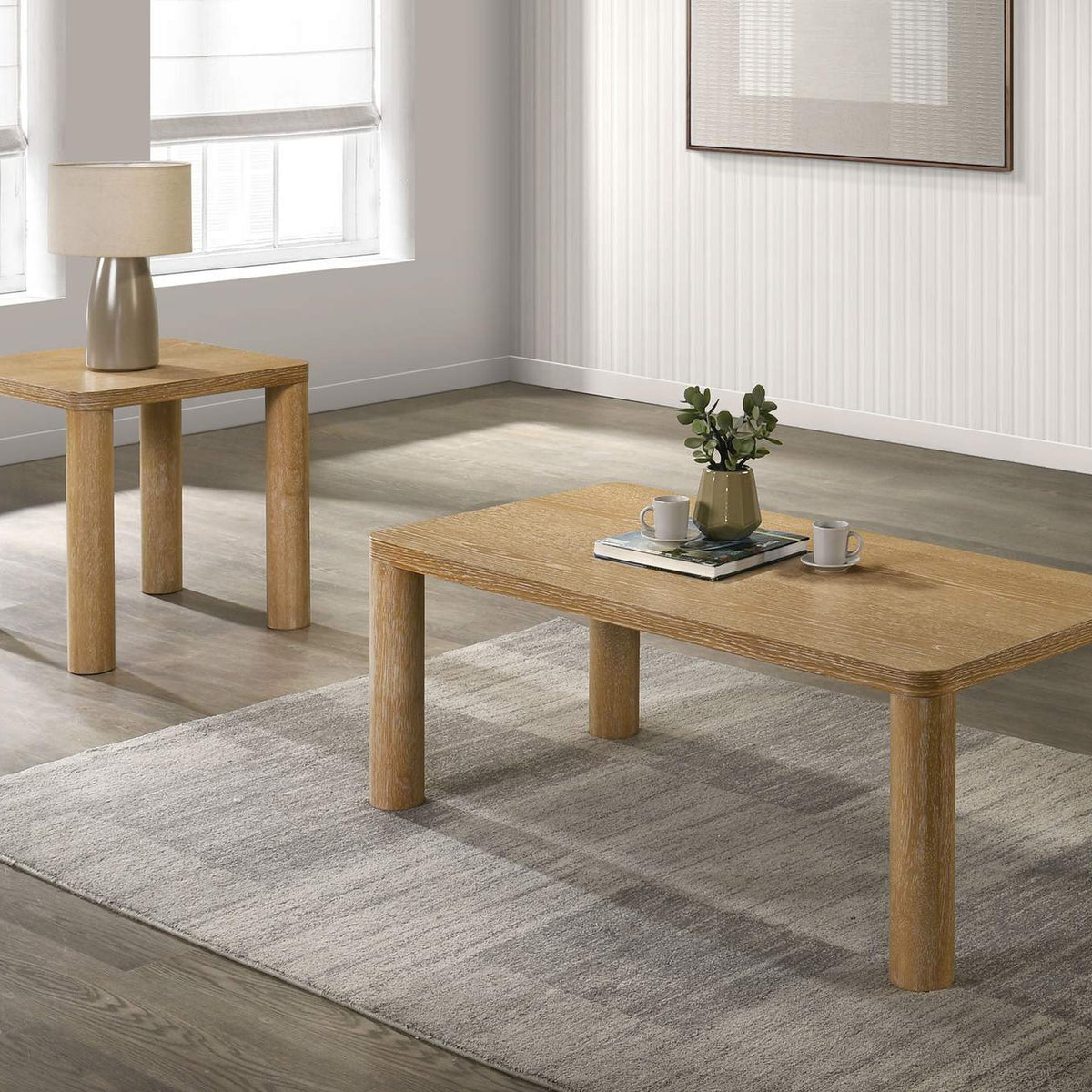 710867 Castlewood Engineered Wood Accent Side End Table Light Oak