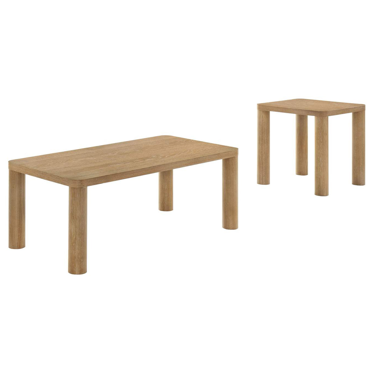 710868-S2 Castlewood 2-piece Cocktail Coffee Table Set Light Oak