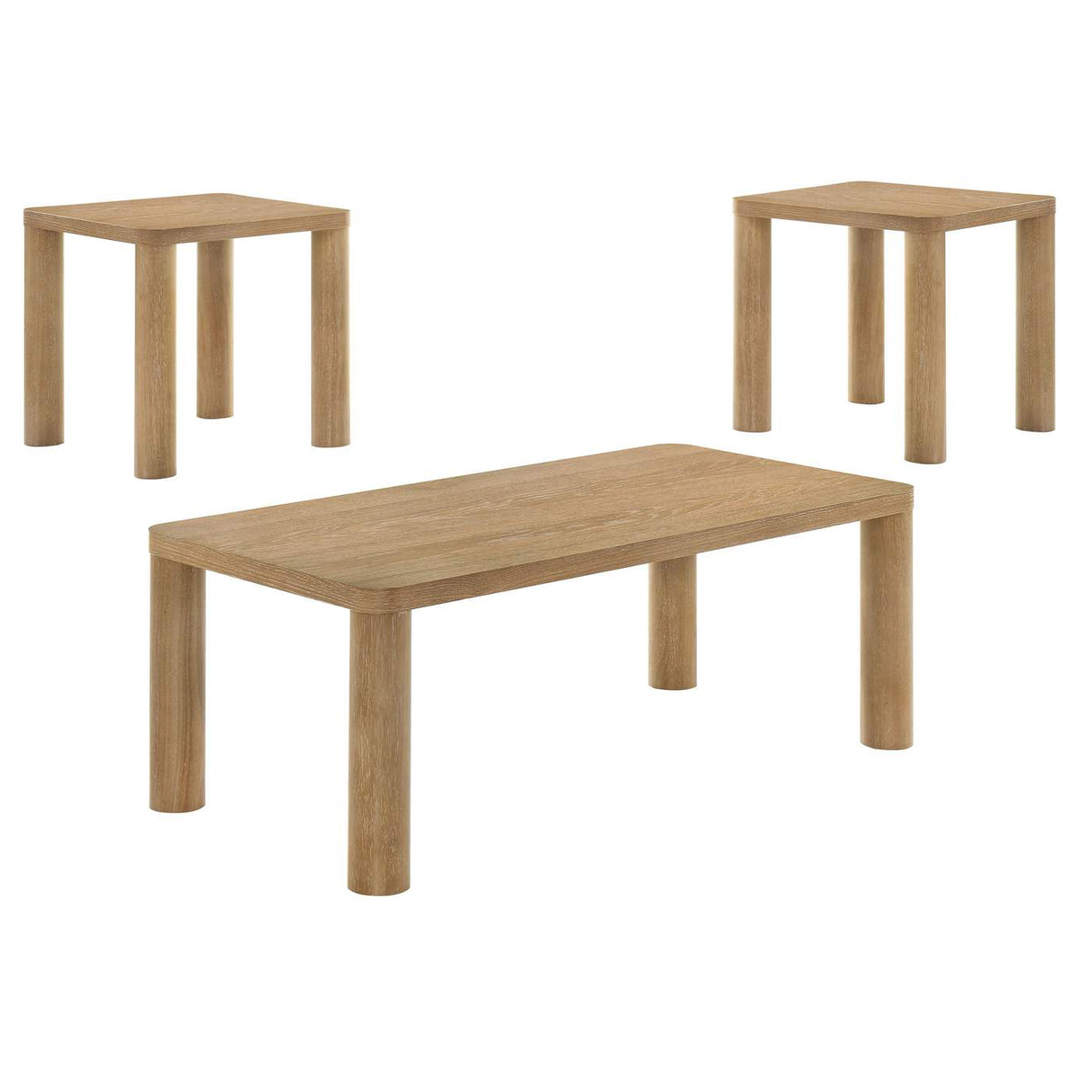 710868-S3 Castlewood 3-piece Cocktail Coffee Table Set Light Oak