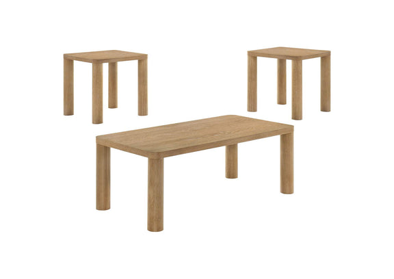 710868-S3 Castlewood 3-piece Cocktail Coffee Table Set Light Oak