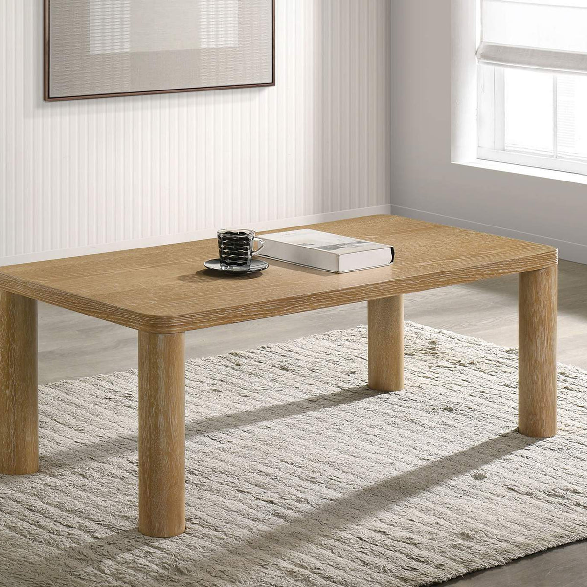 710868 Castlewood Engineered Wood Cocktail Coffee Table Light Oak