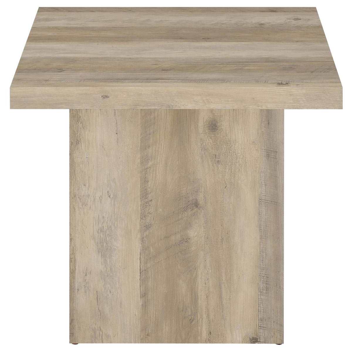 710877 Devar Square Engineered Wood End Table Distressed Pine