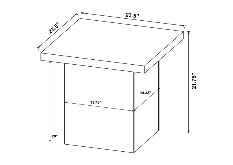 710877 Devar Square Engineered Wood End Table Distressed Pine