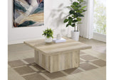 710878 Devar Square Engineered Wood Coffee Table Distressed Pine