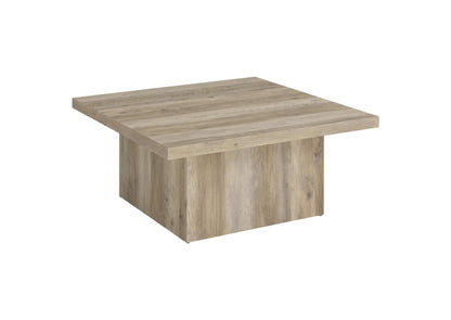 710878 Devar Square Engineered Wood Coffee Table Distressed Pine