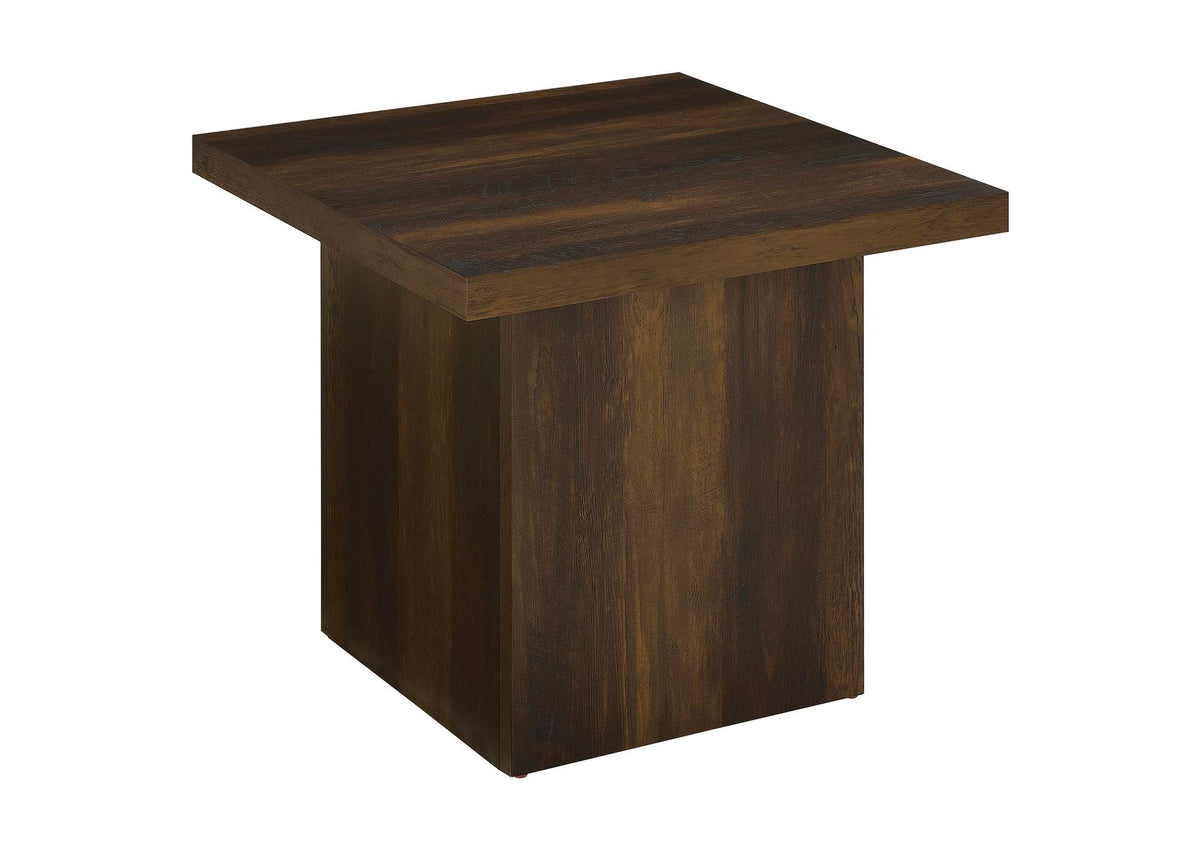 710887 Devar Square Engineered Wood Side End Table Dark Pine