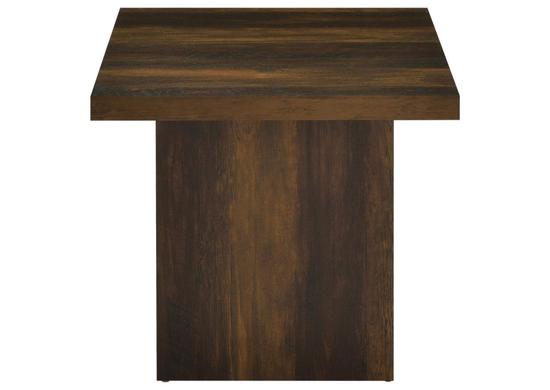 710887 Devar Square Engineered Wood Side End Table Dark Pine
