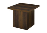 710887 Devar Square Engineered Wood Side End Table Dark Pine