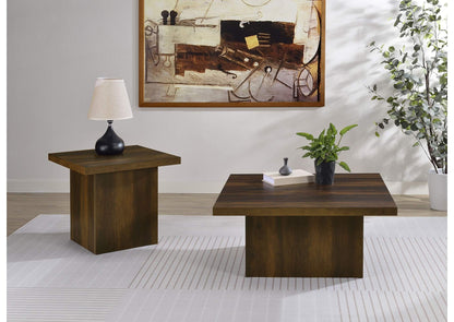710888-S2 Devar 2-piece Square Coffee and End Table Set Dark Pine