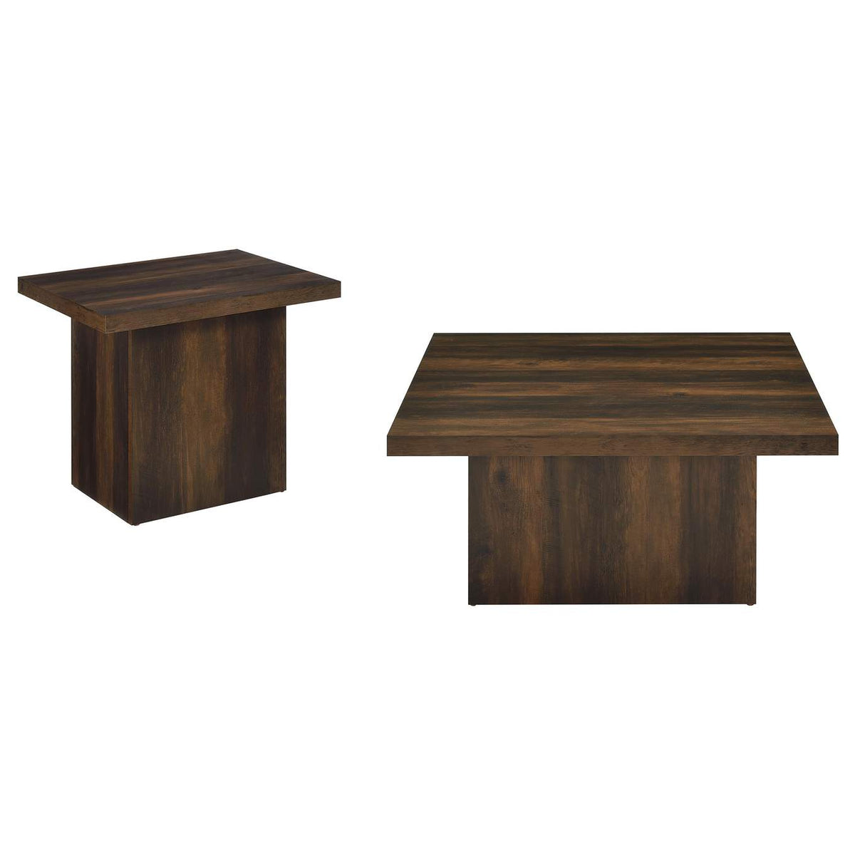 710888-S2 Devar 2-piece Square Coffee and End Table Set Dark Pine