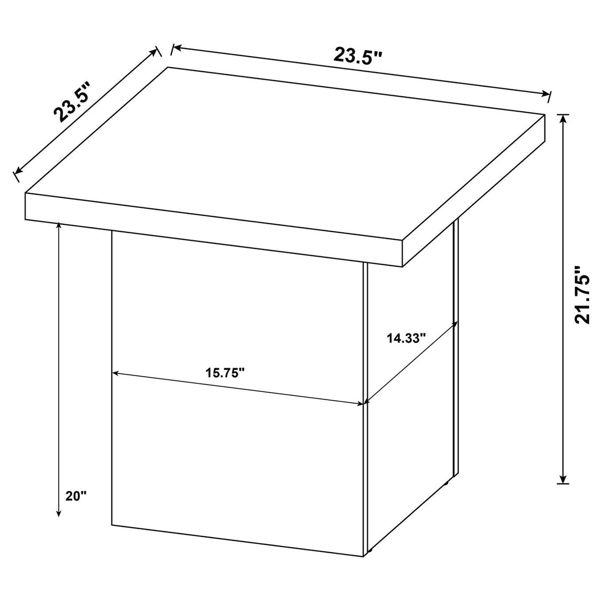 710888-S2 Devar 2-piece Square Coffee and End Table Set Dark Pine