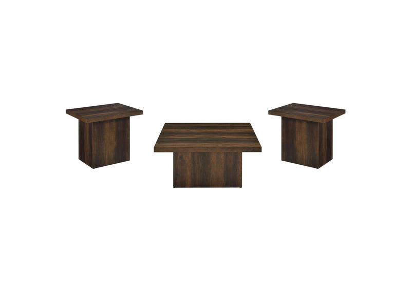 710888-S3 Devar 3-piece Square Coffee and End Table Set Dark Pine