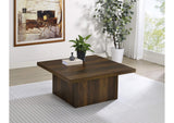 710888 Devar Square Engineered Wood Cocktail Coffee Table Dark Pine