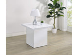 710897 Devar Square Engineered Wood Side End Table White High Gloss