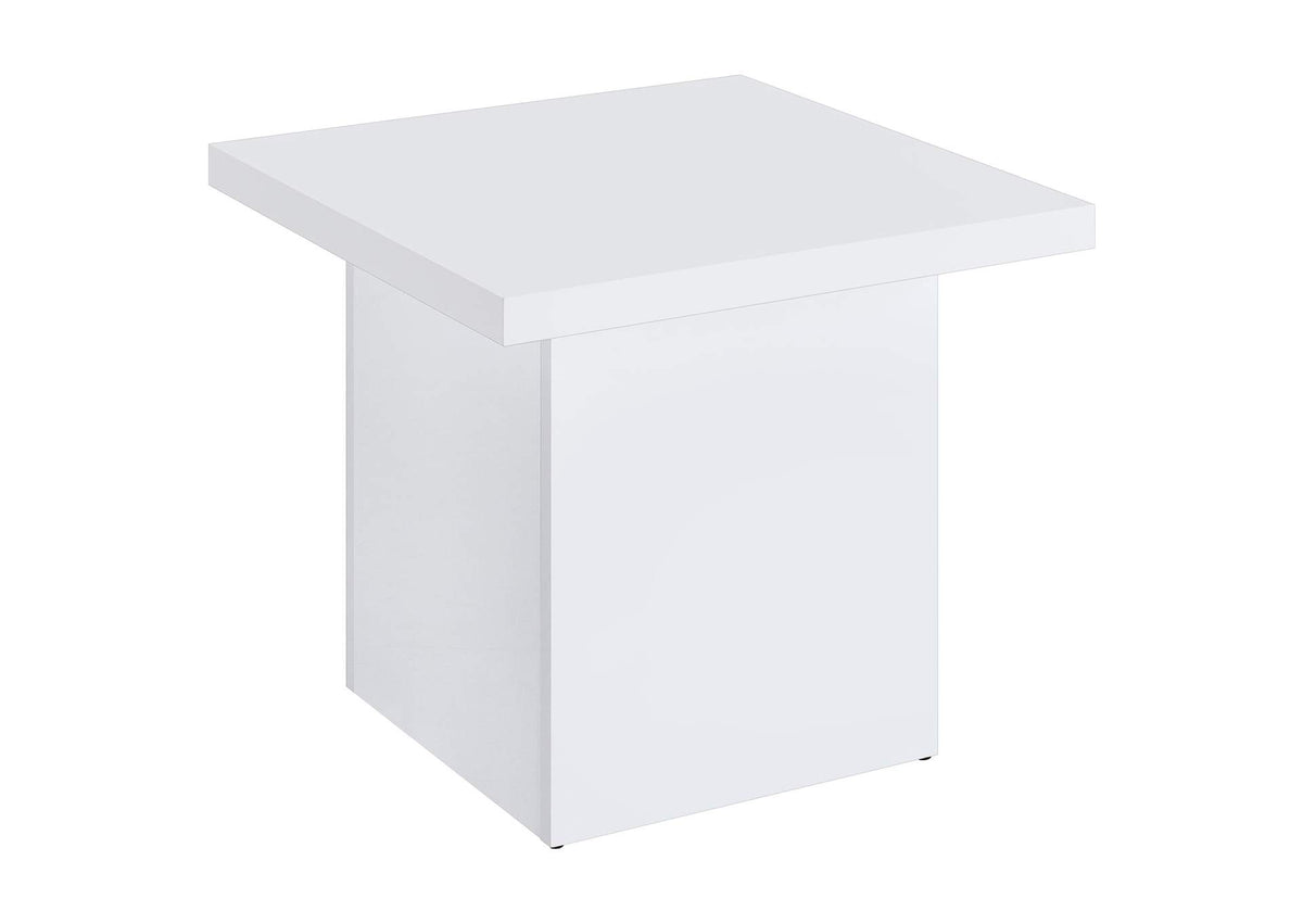 710897 Devar Square Engineered Wood Side End Table White High Gloss