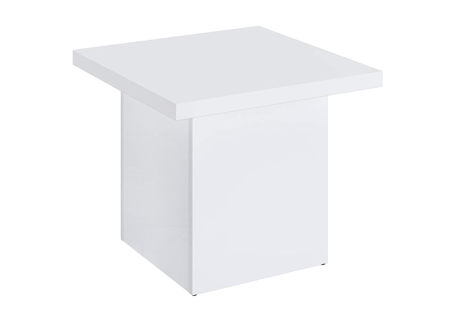 710897 Devar Square Engineered Wood Side End Table White High Gloss